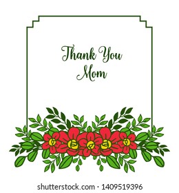 Vector illustration various crowd orange flower frame for writing thank you mom