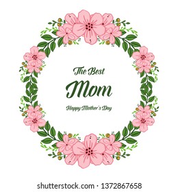 Vector illustration various crowd of pink wreath frame with card love mom hand drawn