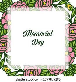 Vector illustration various crowd of pink wreath frame for poster of memorial days hand drawn