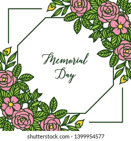 Vector illustration various crowd of pink wreath frame for poster of memorial days