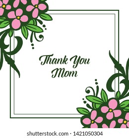 Vector illustration various crowd pink wreath frame for invitation card thank you mom