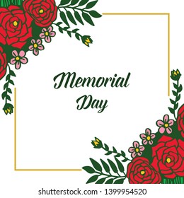 Vector illustration various crowd red rose flower frame beautiful for poster of memorial days