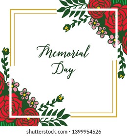 Vector illustration various crowd red rose flower frame beautiful for poster of memorial days