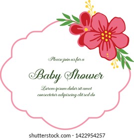 Vector illustration various crowd of wreath frame with lettering baby shower