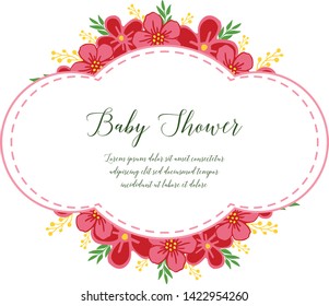 Vector illustration various crowd of wreath frame with lettering baby shower