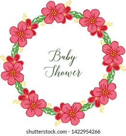 Vector illustration various crowd of wreath frame with lettering baby shower