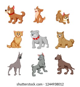 vector illustration of various cute dogs