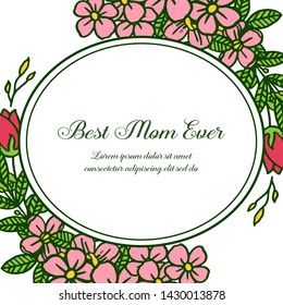 Vector illustration various of cute leaf flower frame for invitation card of best mom