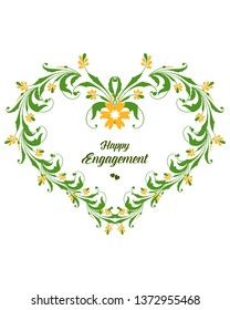 Vector illustration various decoration happy engagement with floral frame style hand drawn