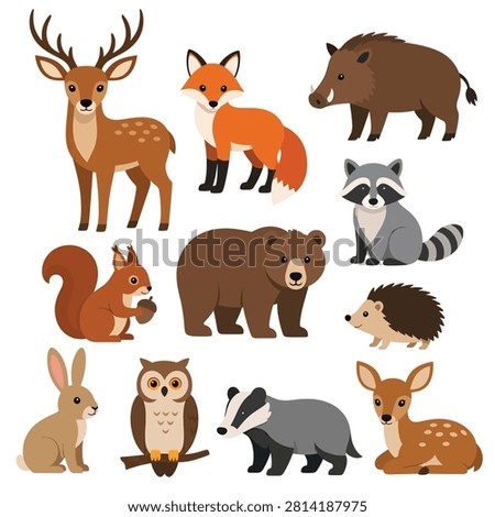 Vector illustration of various deer and reindeer in different poses and styles