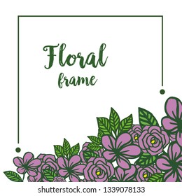 Vector illustration various design purple floral frame hand drawn