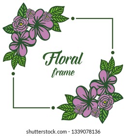 Vector illustration various design purple floral frame hand drawn