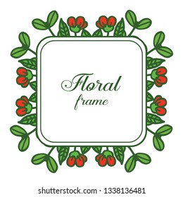 Vector illustration various design rose floral frame with green leaf