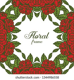 Vector illustration various design rose red floral frames bloom hand drawn