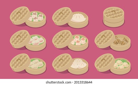 vector illustration of various dim sums