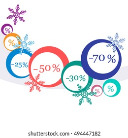 Vector  illustration of various discounts for markets and shops. Label for shop. Christmas sale. 