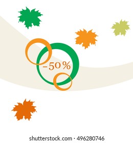 Vector  illustration of various discounts for markets and shops. Label for shop. Autumn sale. 