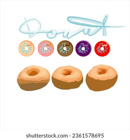 Vector illustration of various donuts isolated