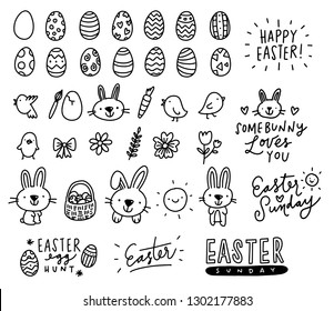 Vector illustration of various easter doodles