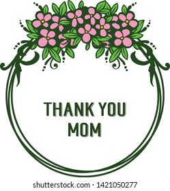 Vector illustration various elegant pink flower frame for card thank you mom