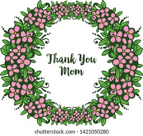 Vector illustration various elegant pink flower frame for card thank you mom