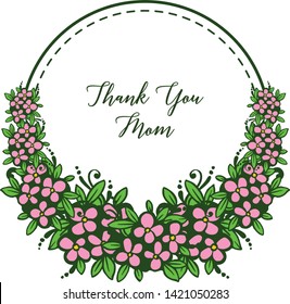 Vector illustration various elegant pink flower frame for card thank you mom