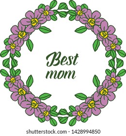 Vector illustration various elegant purple flower frame for decor of card best mom
