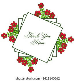 Vector illustration various elegant red wreath frame with banner thank you mom