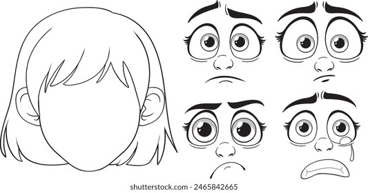 Vector illustration of various facial expressions