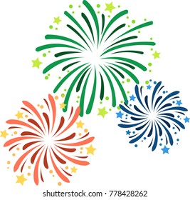 Vector illustration of various fireworks on New Year's Eve.