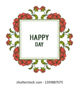 Vector illustration various floral frame for greeting card happy day hand drawn