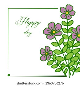 Vector illustration various floral frame for design of invitation happy day hand drawn