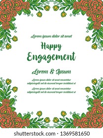 Vector illustration various flower frame for design of happy engagement of hand drawn