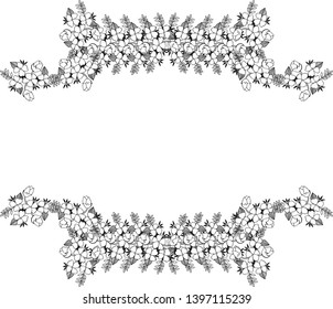 Vector illustration various flower frame with drawing design hand drawn