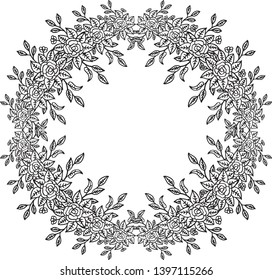 Vector illustration various flower frame with drawing design hand drawn