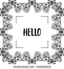 Vector illustration various flower frame for decor modern of card hello