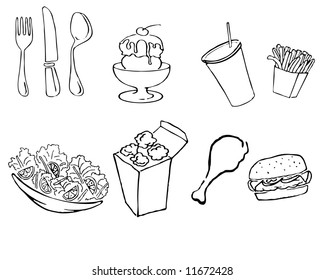 vector illustration of various food icons