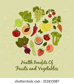 Vector illustration of various fruits and vegetables