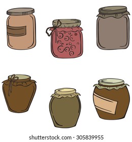 vector illustration of various glass jars