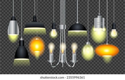 Vector illustration of various glowing lights, ready made templates, realistic designs. eps10