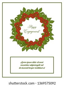 Vector illustration various greeting card of happy engagement with wreath frame hand drawn