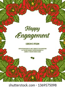 Vector illustration various greeting card of happy engagement with wreath frame hand drawn