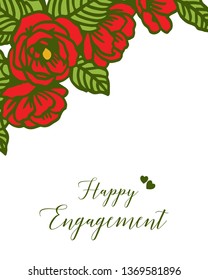 Vector illustration various greeting card of happy engagement with wreath frame hand drawn