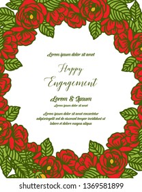 Vector illustration various greeting card of happy engagement with wreath frame hand drawn