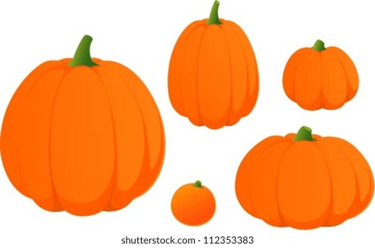 Vector illustration of various halloween pumpkins.