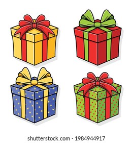 Vector illustration of various holiday gift boxes