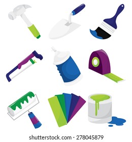 A vector illustration of various home improvement or diy related tools.
