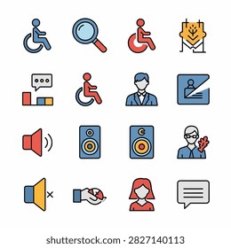 Vector illustration of various human activities and symbols in flat design style