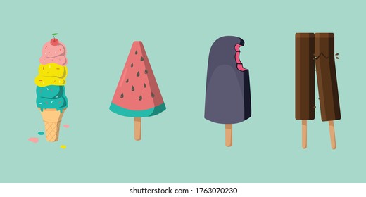 ilustración vectorial de varios helados