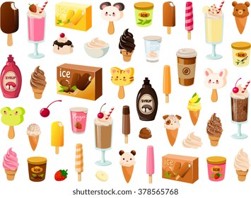 Vector illustration of various ice creams.